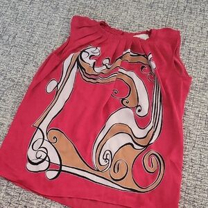 Chic Abstract Red and Tan Blouse XXSP